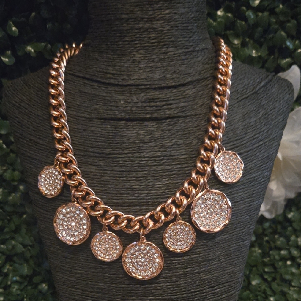 Elegant Rose Gold Necklace with Crystal Accents